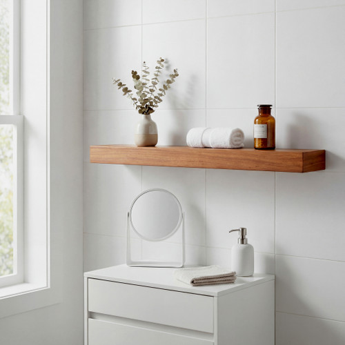 36" Aru OptiAREA Floating Teak Wall Shelf